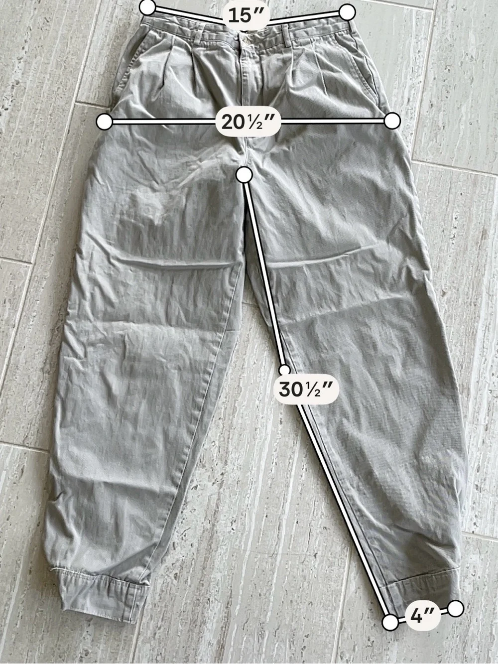 Vintage Banana Republic Pleated Cinch Bottom Pants Khaki Cotton